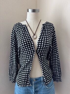 Ellen Tracy Black and White Polka Dot Cardigan